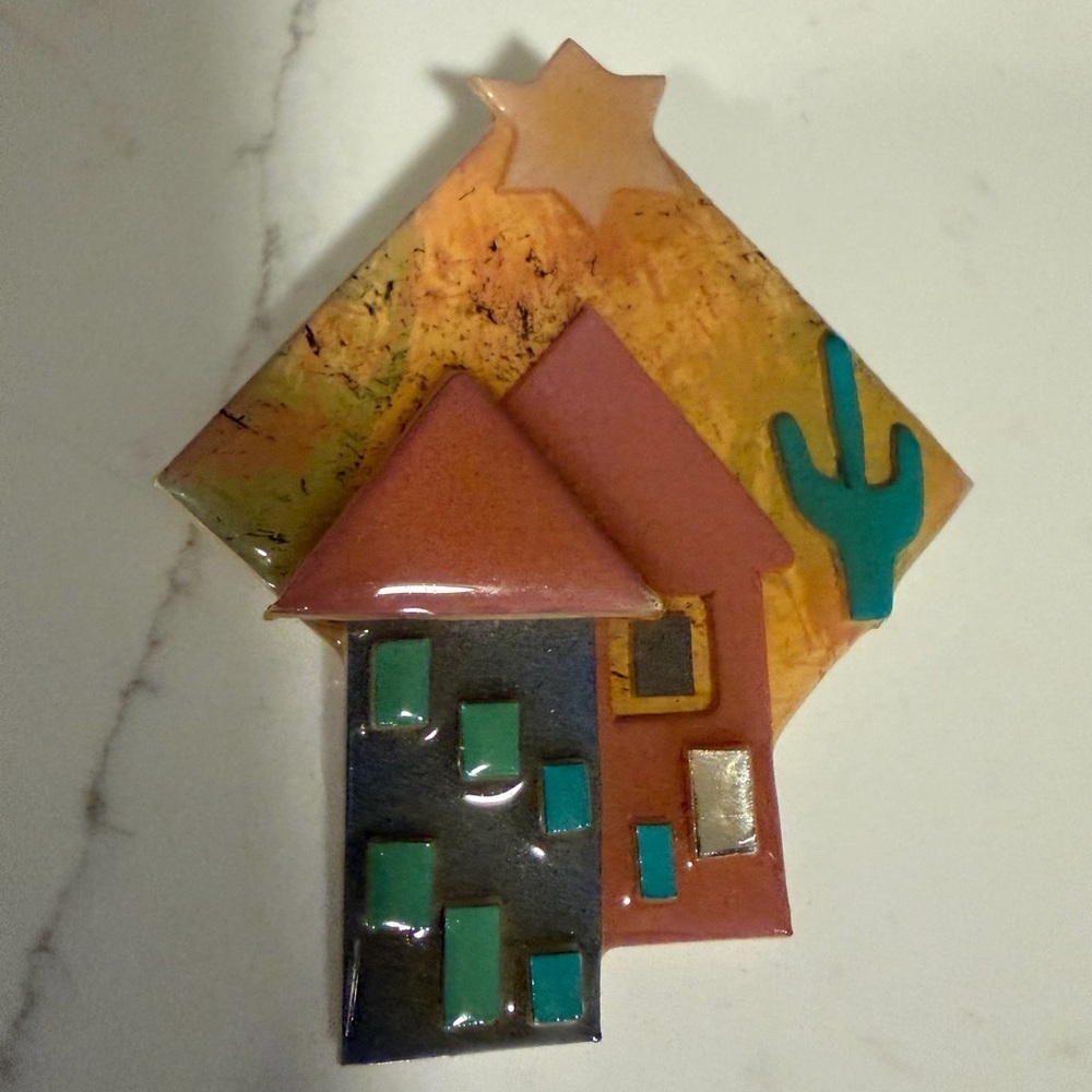 Vintage 90s Pins by Lucinda house/star/cactus pin